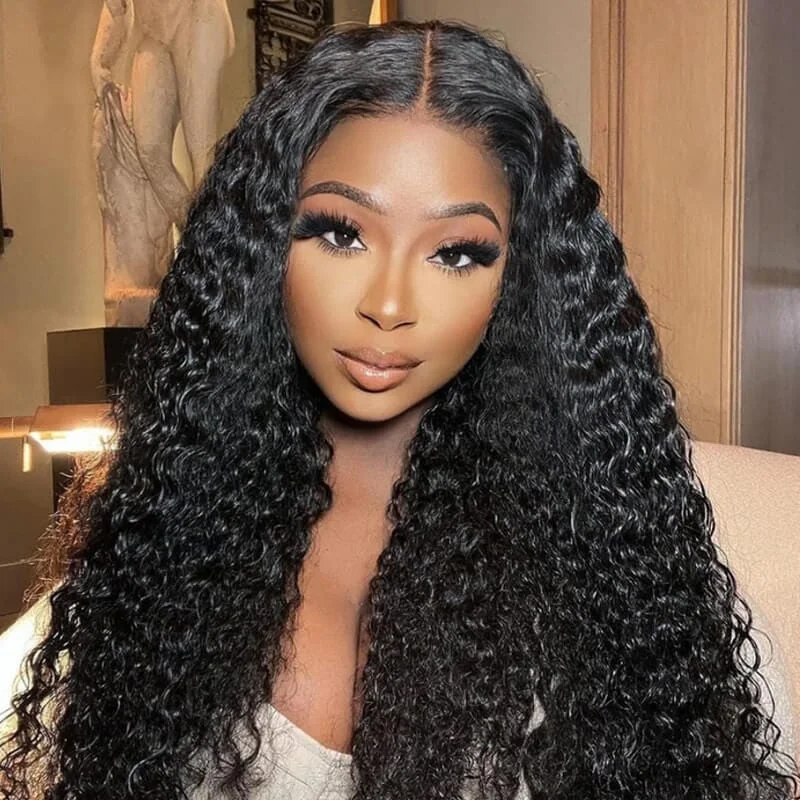 Deep Wave 13x4 Lace Frontal Wigs Human Hair Pre Plucked With Baby Hair 180 Density Brazilian Natural Color Wigs For Black Women