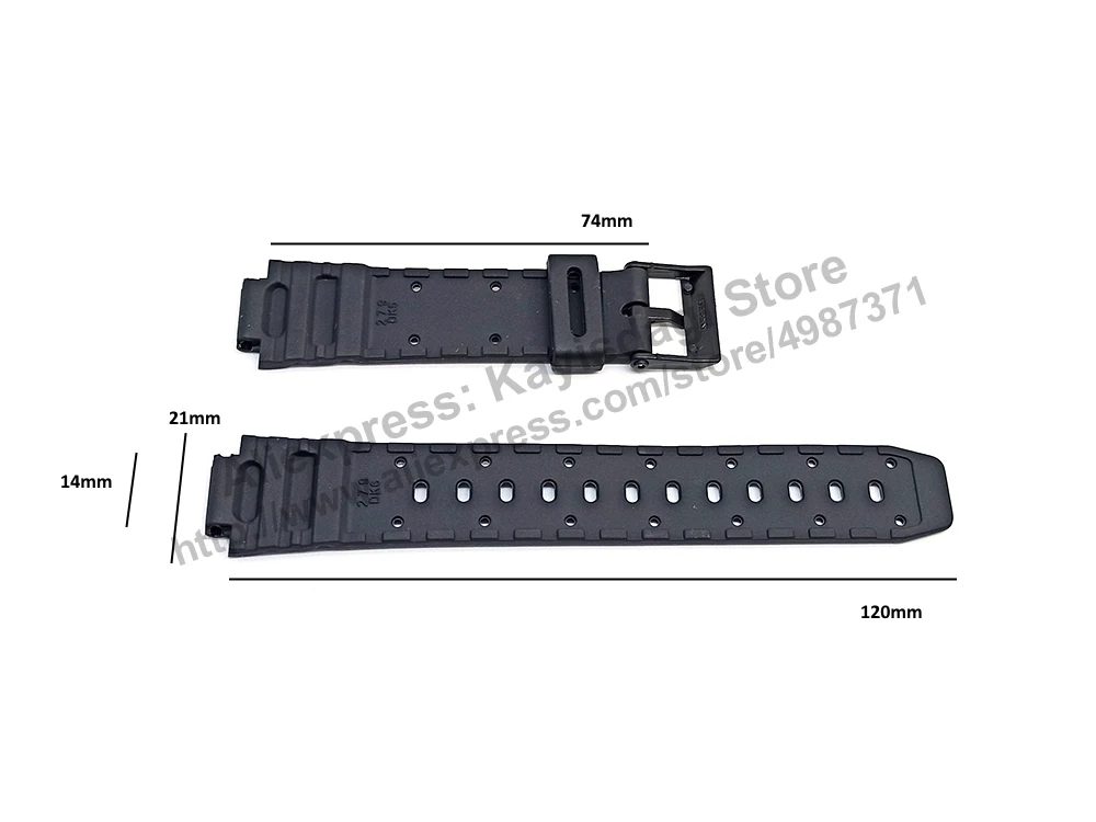 14mm Black Rubber Watch Band / Strap Compatible for Casio AE-31W , BH-100W , CGW-50 , RGW-20G , AW-5 , W-725 , W-95