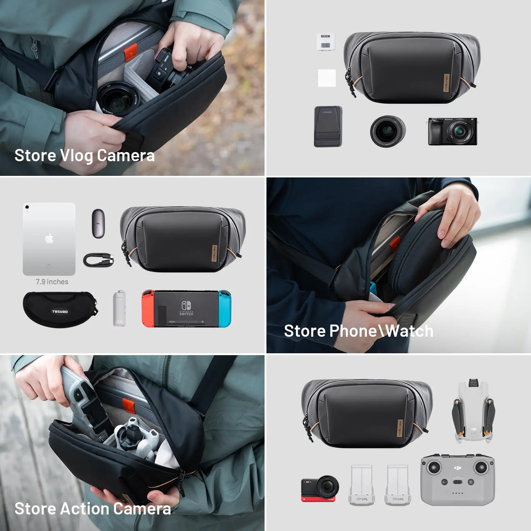 PGYTECH OneGo Solo V2 4L Camera Sling Bag Portable Chest Crossbody Camera Bag Case for Outdoor Photography