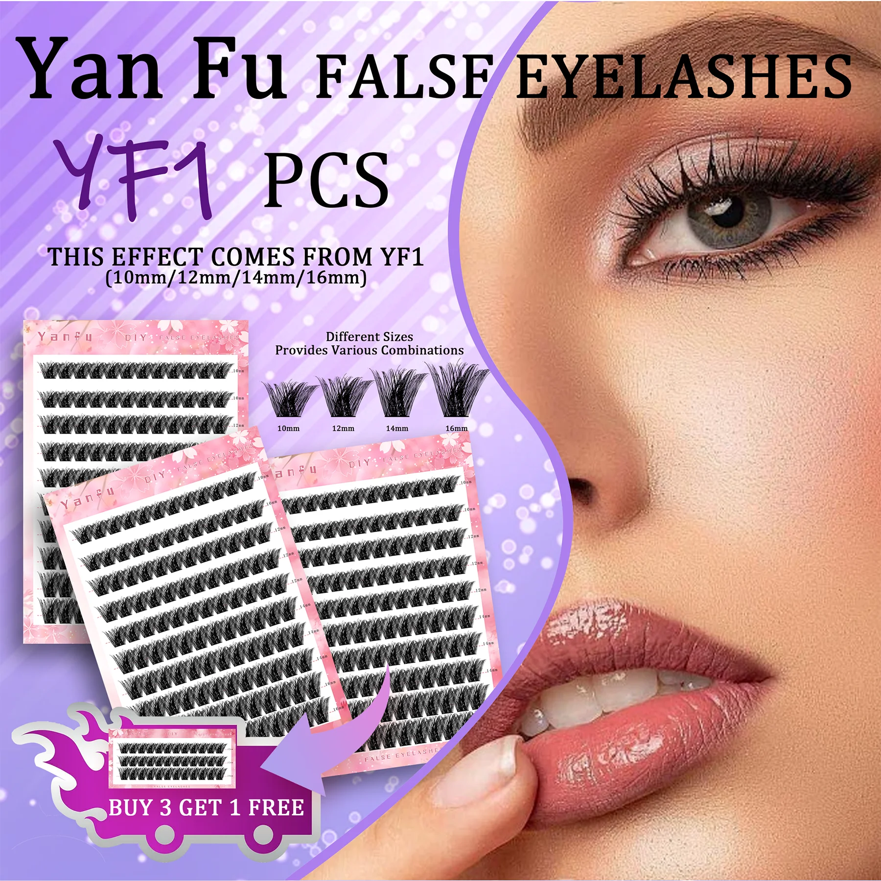 Large Volume Eyelash Book 10 Rows of No-Remove Fake Eyelashes Single Cluster Lightweight Lashes Buy 3 box 10row Get 1 Free 3 row