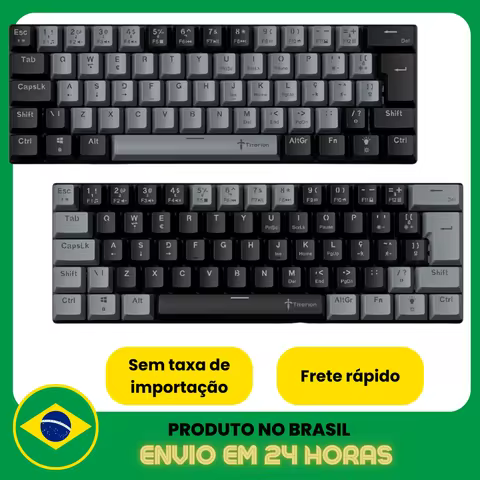 Teclado Mecânico Gamer Cinza 60% Hot Swap Switch Bronw Red Marrom Vermelho ABNT2 USB Titorion TE002