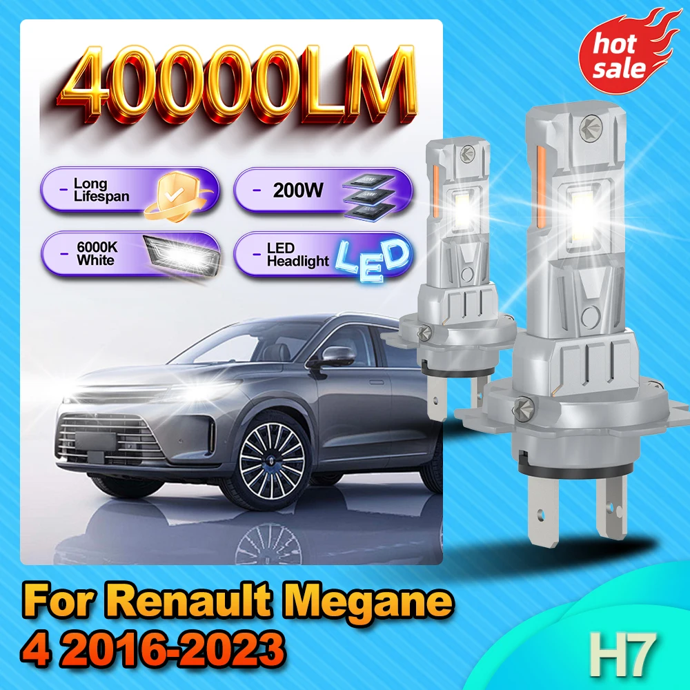 

H7 Лампа для фар с длительным сроком службы 6000K Ампула фар 40000LM с низкими потерями 3570 CSP Canbus для Renault Megane 4 2016 2017 2018-2023