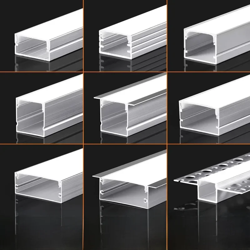 Zwart Zilver LED Aluminium Profiel 0.5m/1m U/YW Vorm Slaapkamer Achtergrond Gang Decor Lineaire Licht Diffuser Kanaal Kastlamp - afbeelding 2