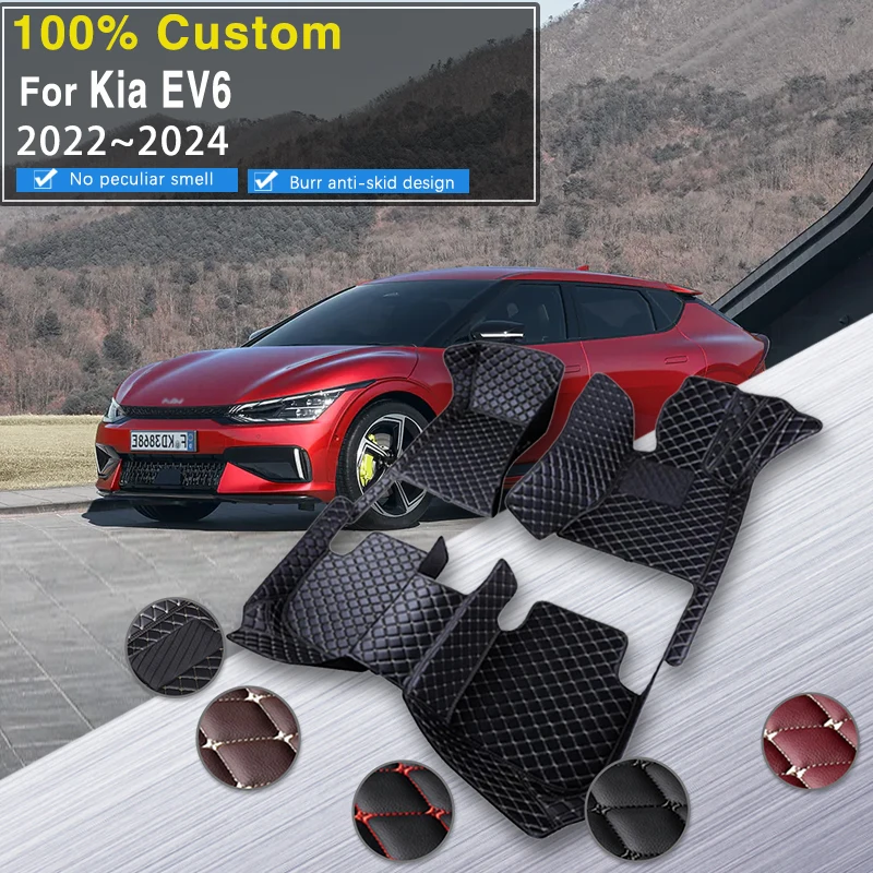 Car Floor Mat For Kia EV6 CV 2022 2023 2024 Electric Coche Waterproof Cat Mats Set Tapetes Para Carro Car Accessories Decoration