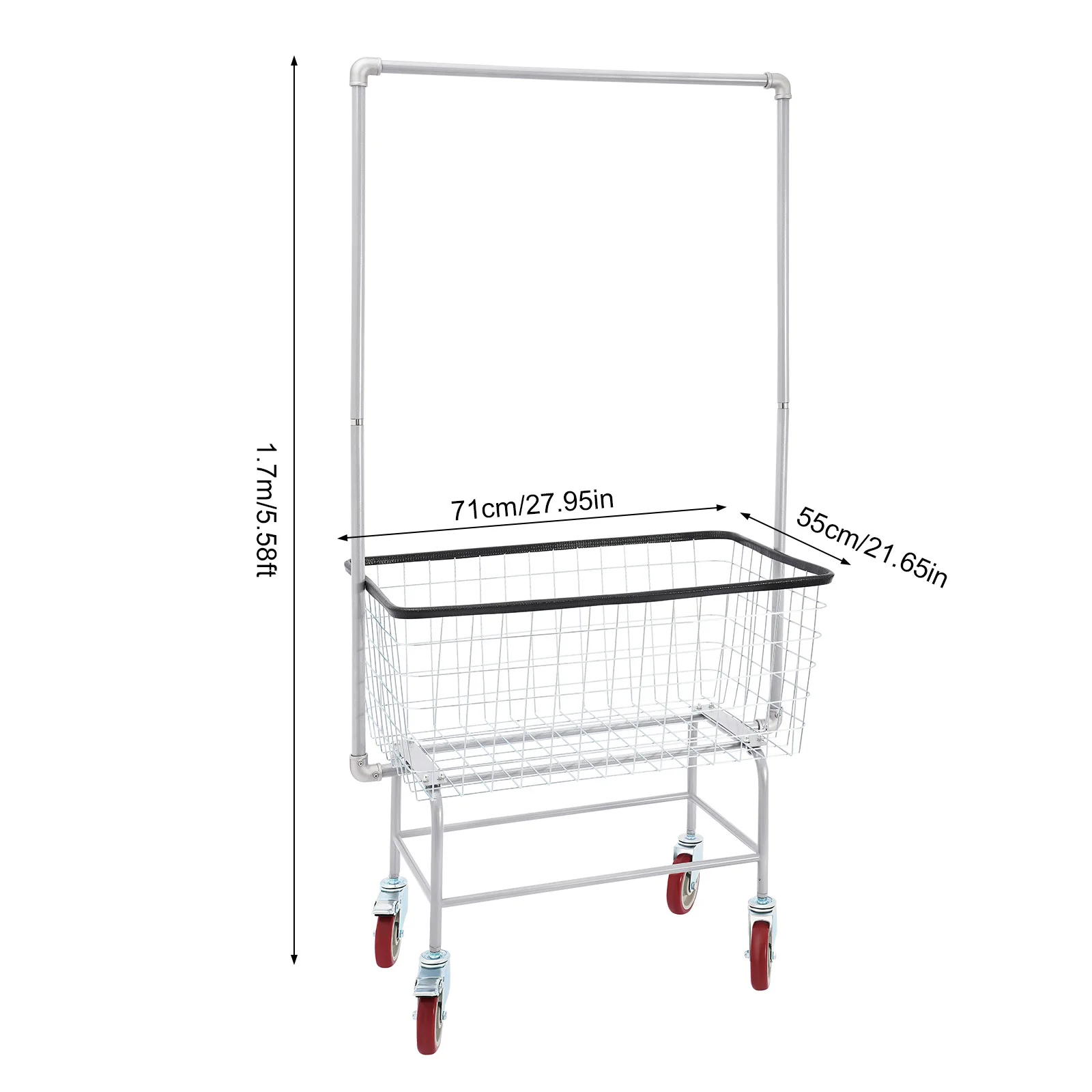 Steel Wire Laundry Cart, Laundry Basket With Wheels, Commercial Laundry Basket Cart 1* Laundry Cart 4* Universal Wheels