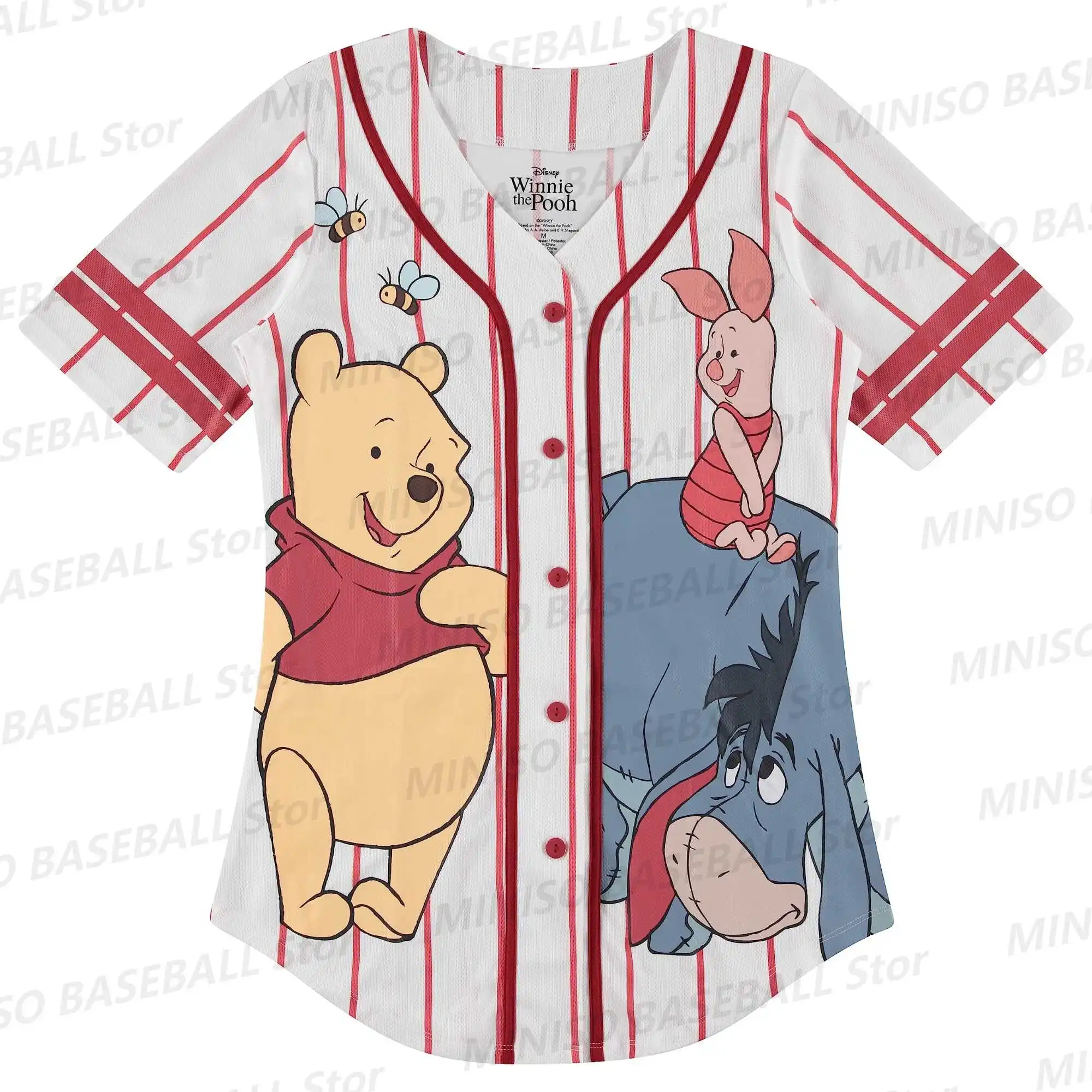 New Summer Boys&Girls Disney Winnie the Pooh and Friends Printed Baseball Uniform KID/Adult Casual Cartoon Family Baseball Shirt