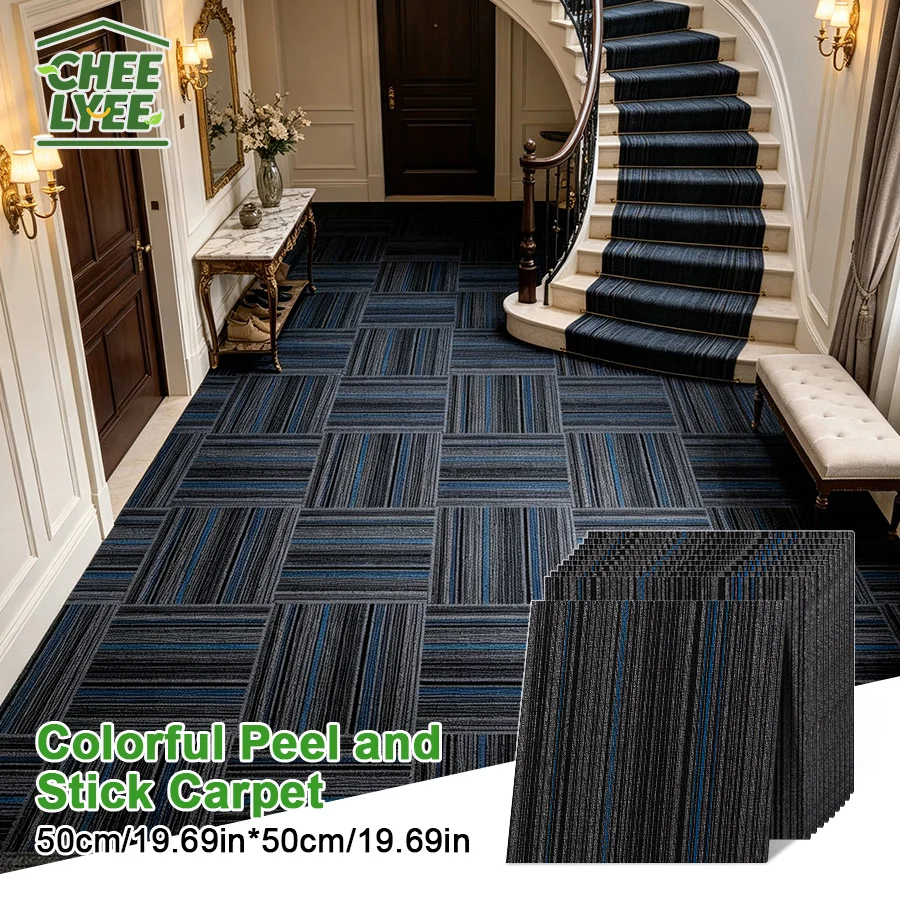 10Pcs Carpet Floor Tiles, Peel and Stick Carpet Squares, Non-Slip Absorbent Carpet Mats for Anywhere
