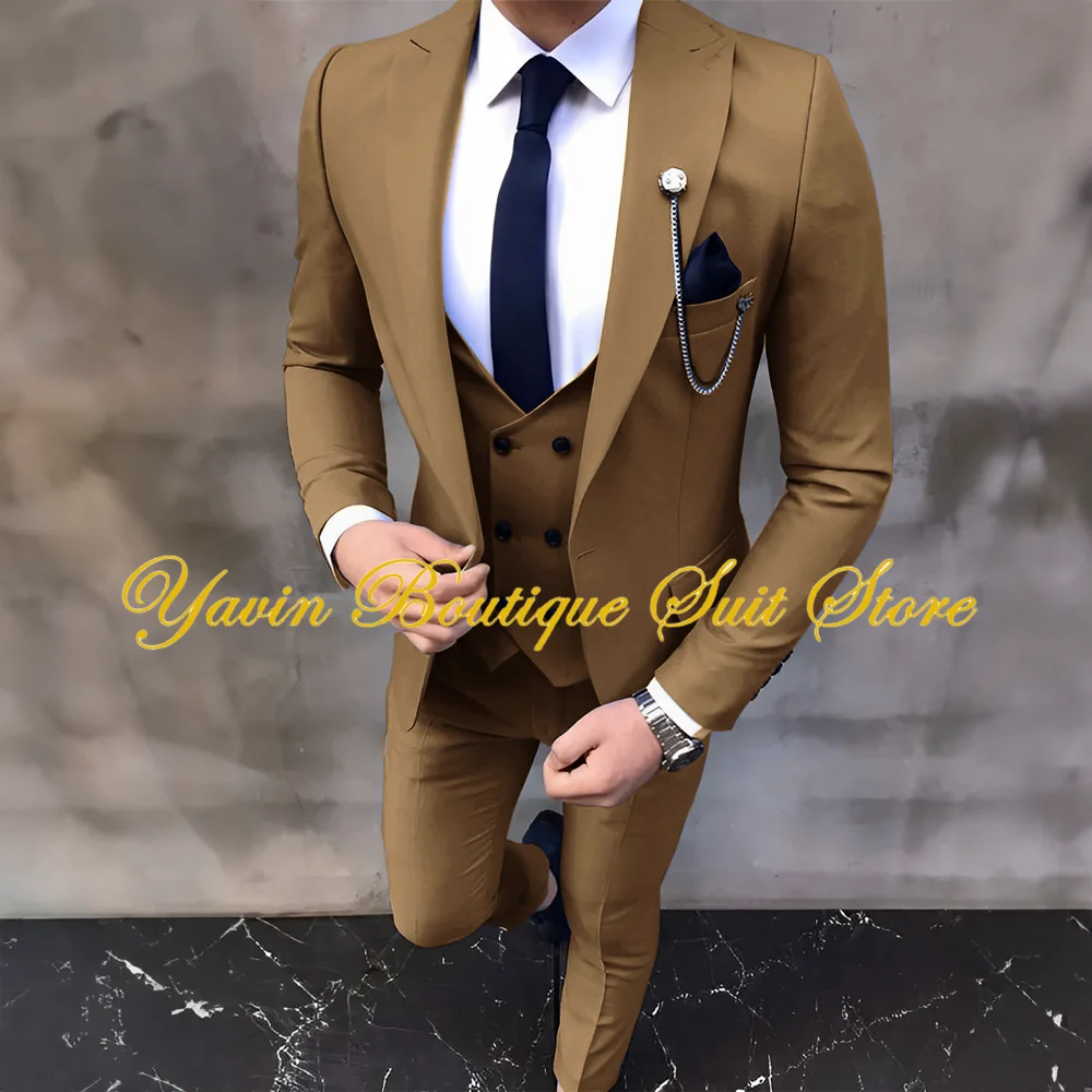 Formal Men Suits Wedding Groom Tuxedo Slim Fit Business Blazer Prom Party Jacket Pants Vest 3 Pieces Set