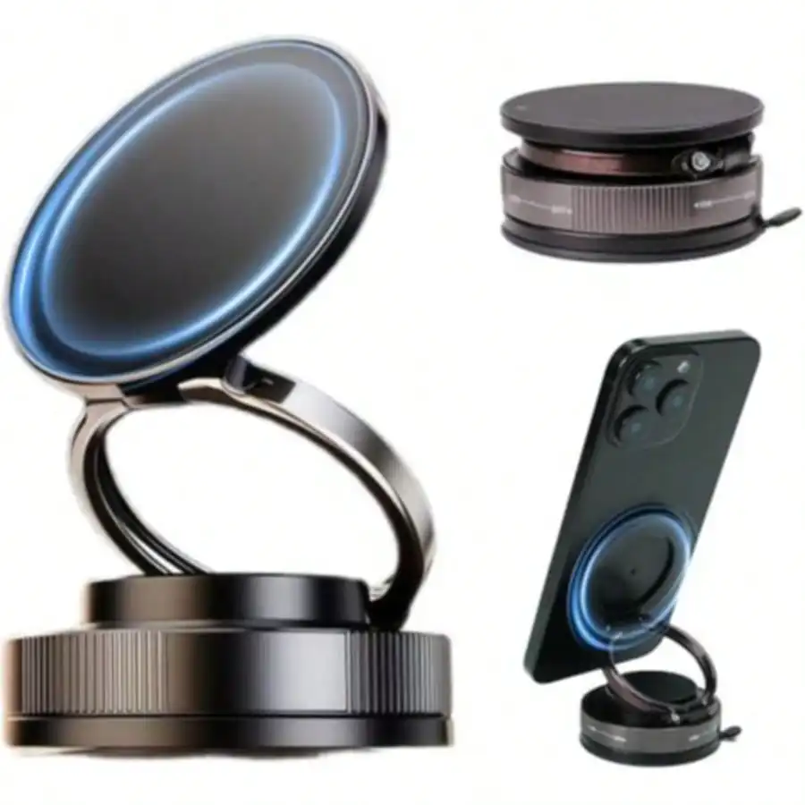 Vacuum Magnetic Car Phone Holder 360° Rotation Foldable Suction Cup Mount for MagSafe Cell Phone Holders for Your Car/Gym for iPhone & Android