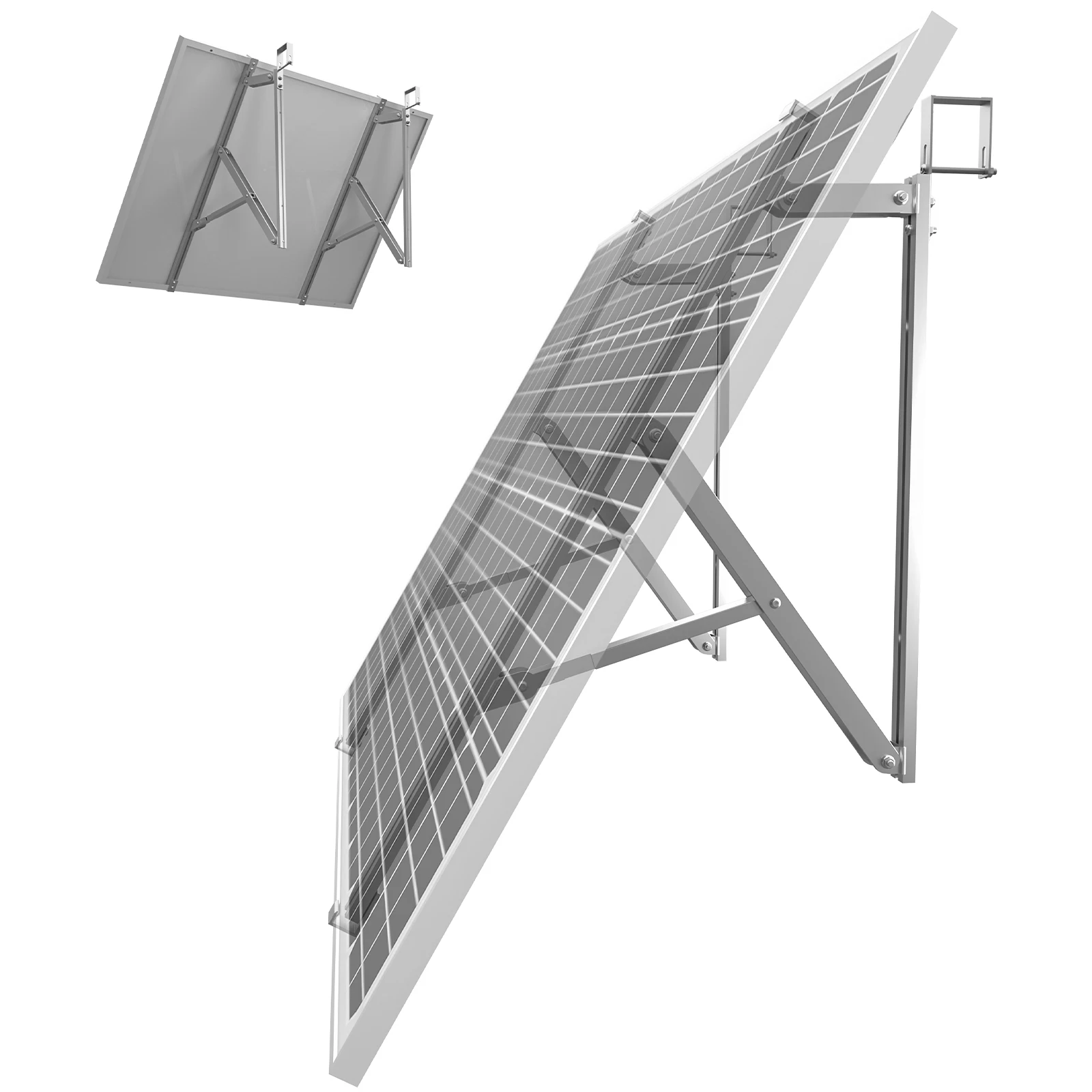 10-40 ° Supporto regolabile per pannelli solari in alluminio, con gancio quadrato per fissaggio robusto di pannelli solari da 400-600W, montaggio su balcone, tetto piano, parete o ringhiera per