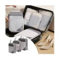 Set of 3 Compressible Packing Travel Storage Bags Cubes Waterproof Suitcase Nylon Portable with Handbag Luggage Organizer 3