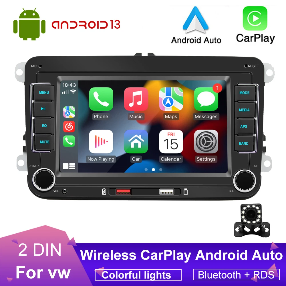 2 Din Android Car Radio Wireless CarPlay Autoradio 7inch Car Multimedia Player For VW Passat Touran Caddy Jetta Car Radio Stereo