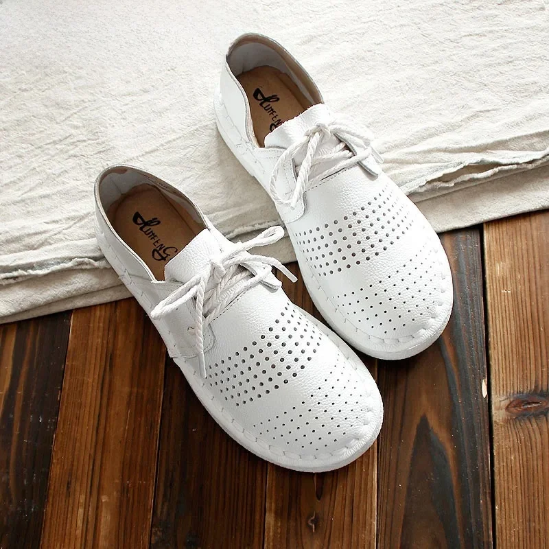 Careaymade-nowe oryginalne skórzane buty, czyste ręcznie robione mieszkania buty, w sztuka retro styl mori girl buty, prosty biały buty, dowolne kolory — zdjęcie 2