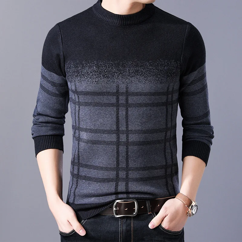 

Autumn Winter Fashion Sweater Mens Pullovers Striped Slim Fit Knitted Pullover Men Casual O Neck Daily Knitwear Sweaters Man