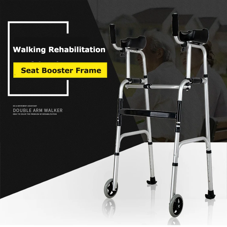 Elderly Walker With Wheel Walking Aid Walking Inconvenience Walker Hemiplegia Rehabilitation Folding Body Elbow Support Type