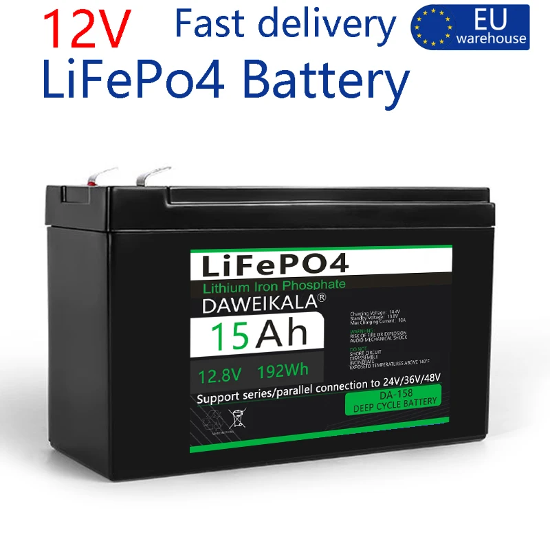 Bateria litowa LiFePO4 12V z wbudowanym systemem BMS, 15Ah 30Ah, akumulator fosforanowo-żelazowy, wielokrotnego ładowania, do zastosowania w układach głębokiego cyklu, połączeniach szeregowych i