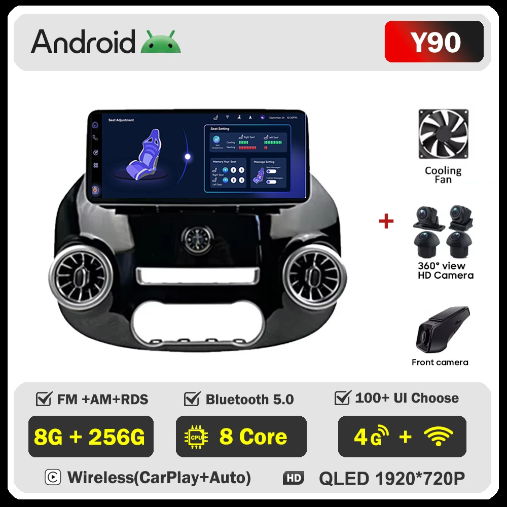 Android 12.3 Inch Voor Mercedes Vito W447 2014-2022 Autoradio Multimedia Video Player GPS Radio 5G CarPlay navigatie WIFI GPS BT