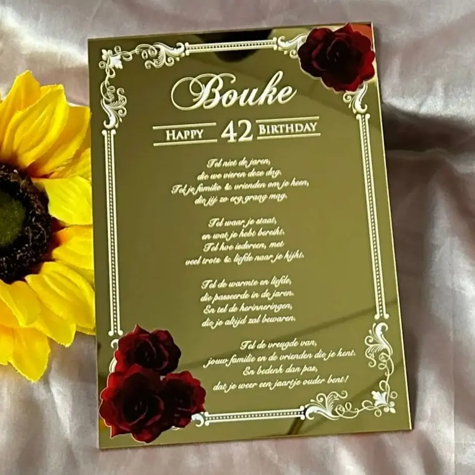 

Acrylic Custom Quinceanera Invitation,Happy Birthday Invite Card, Mirror Gold, 10Pcs