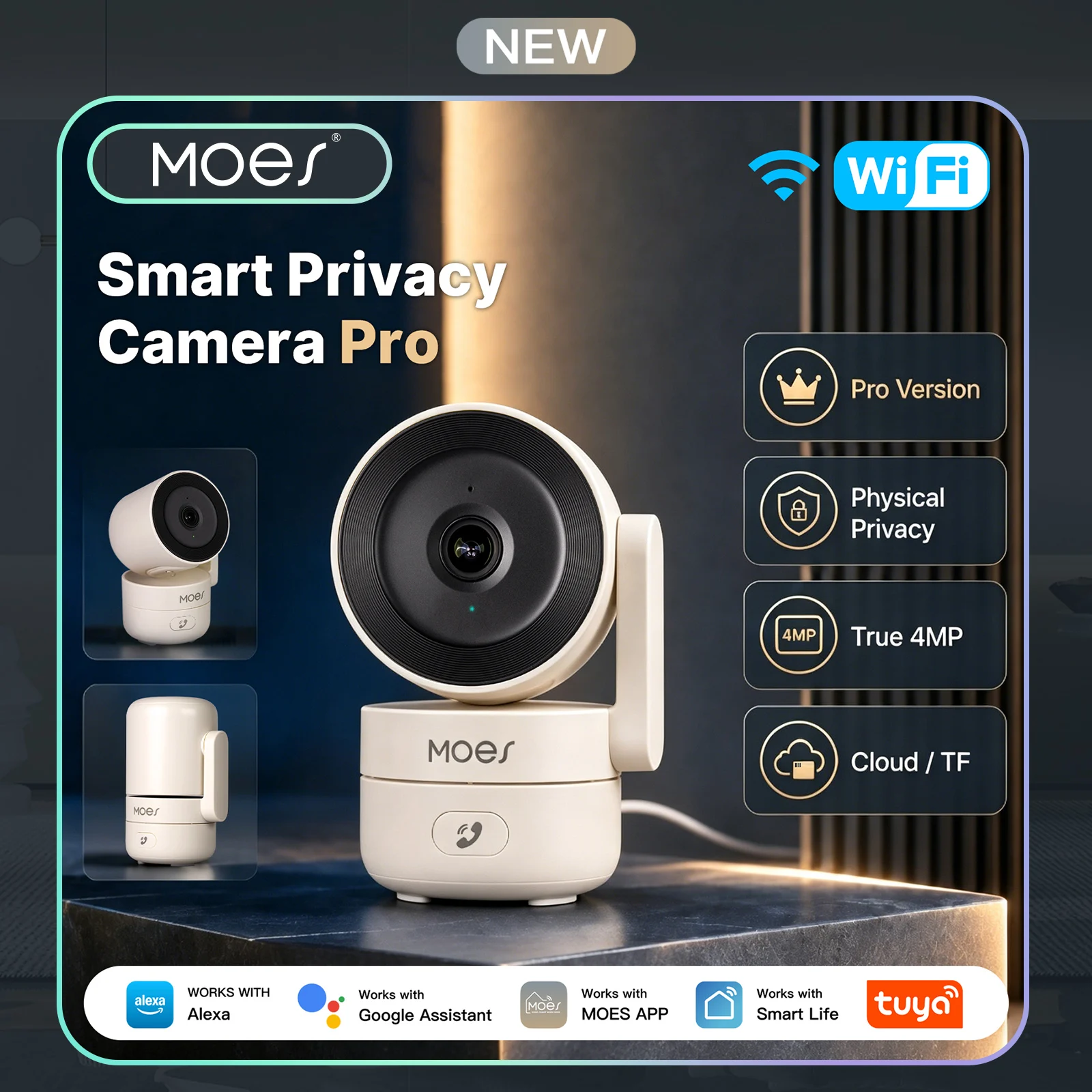 MOES Tuya WiFi Indoor Pan/Tilt Smart Security Camera 4MP HD Infrared Night Vision Motion Sound Detection Monitor Surveillance
