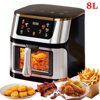 1400W 8L Air Fryer Stainless Steel Visible wide Capacity Electric Oven Touch glass Multifunctional Electric Fryer