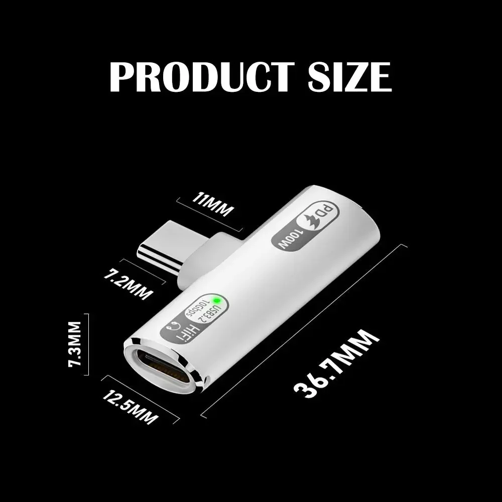 2 in 1 Typ C auf USB-C Kopfhörer Audio Ladegerät Adapter Splitter Konverter Typ-C + PD/QC Laden 100 W 2-in-1 Adapter