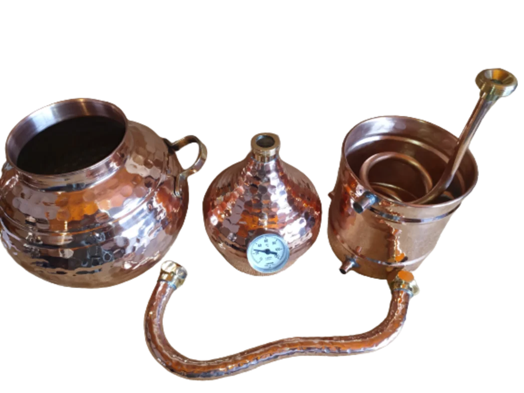 ALKIMISTA 1,5 litres Alembic traditional 1.5L copper distiller craftsmen homemade spirits Spirits liquor, water. Also distiller of aromatic plants essential oils and hydrolates