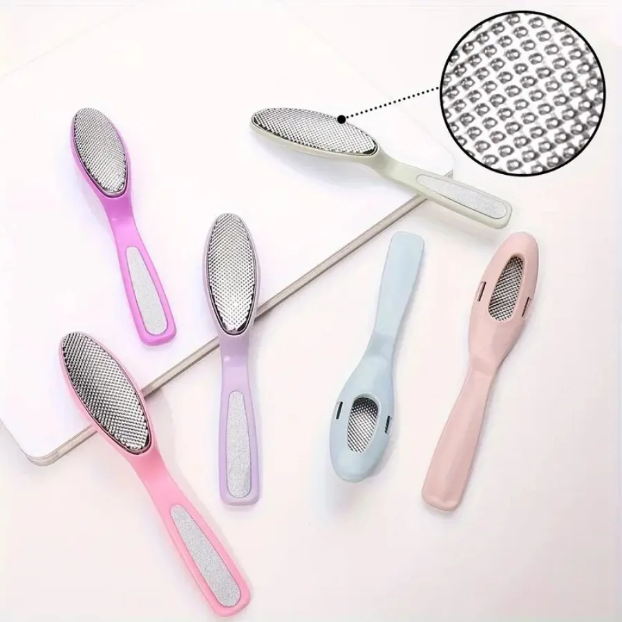 2-teilige Fußschleifer aus Edelstahl in zufälliger Farbe, doppelseitiges Design, sehr gut geeignet für Fußreparatur und Fußpflege