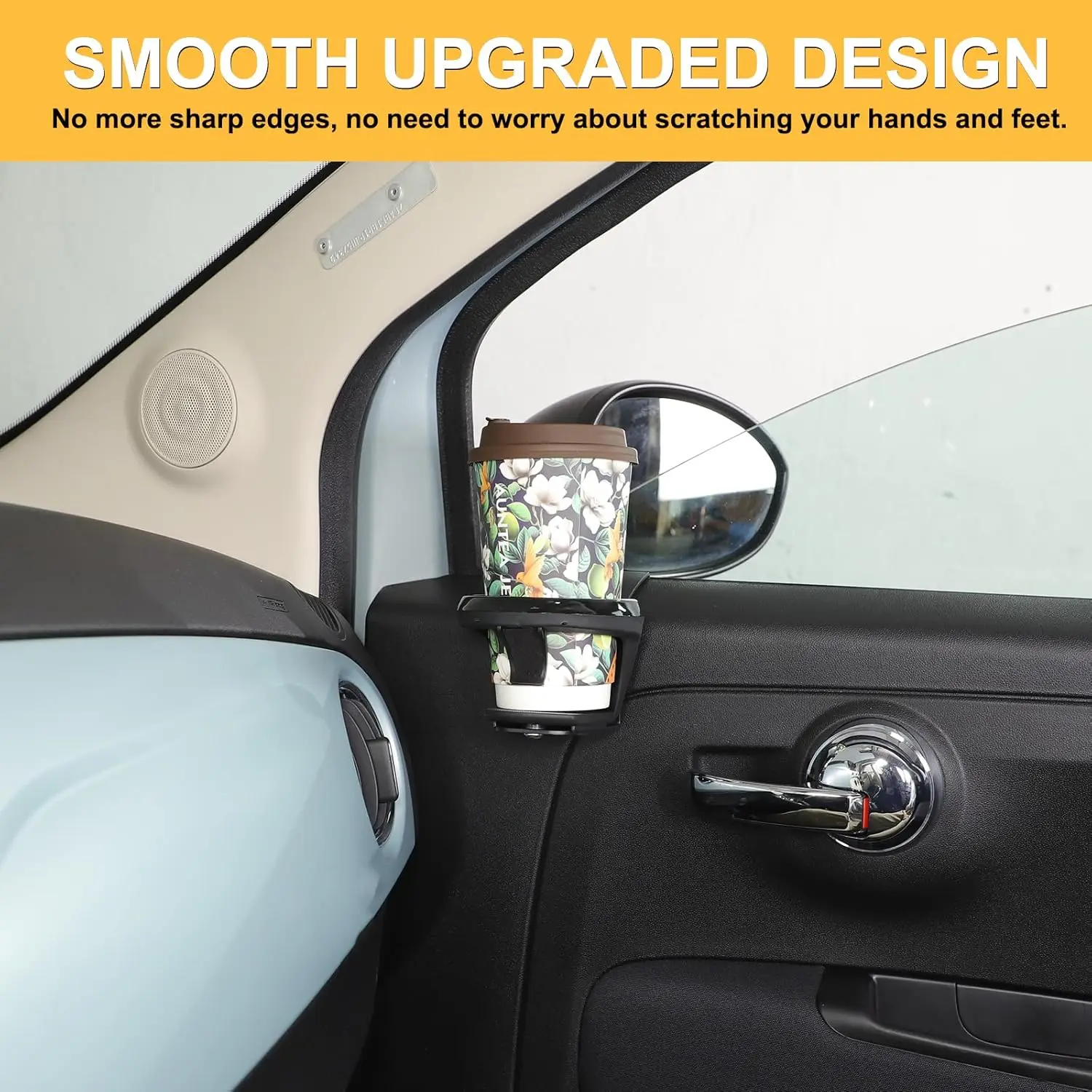 

2PCS Carbon Steel Car Interior Door Beverage Bottle Holder For Fiat 500 2016-2024 Drink Cup Bracket Mount