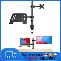 Adjustable Computer Monitor Arm with Laptop Arm Stand 13-27 Inch Mount Monitor Holder Max 360° Rotation No Drilling Required