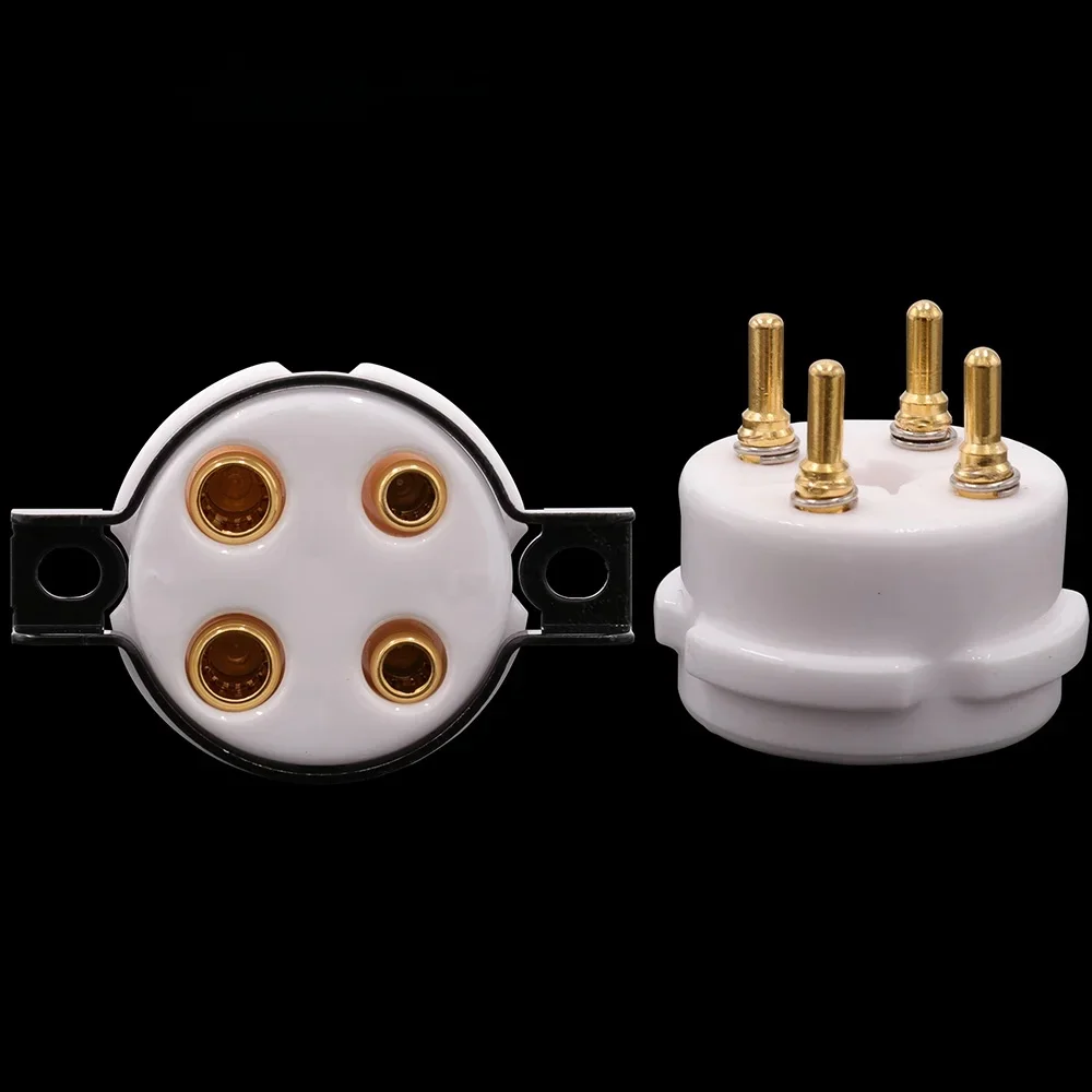 EIZZ 4-pinowe gniazdo lampy próżniowej do 2A3 300B 40 45 50 5Z3 811 101D 24K pozłacane mosiężne szpilki Hifi Vintage Tube AMP DIY 1PC — zdjęcie produktu 6
