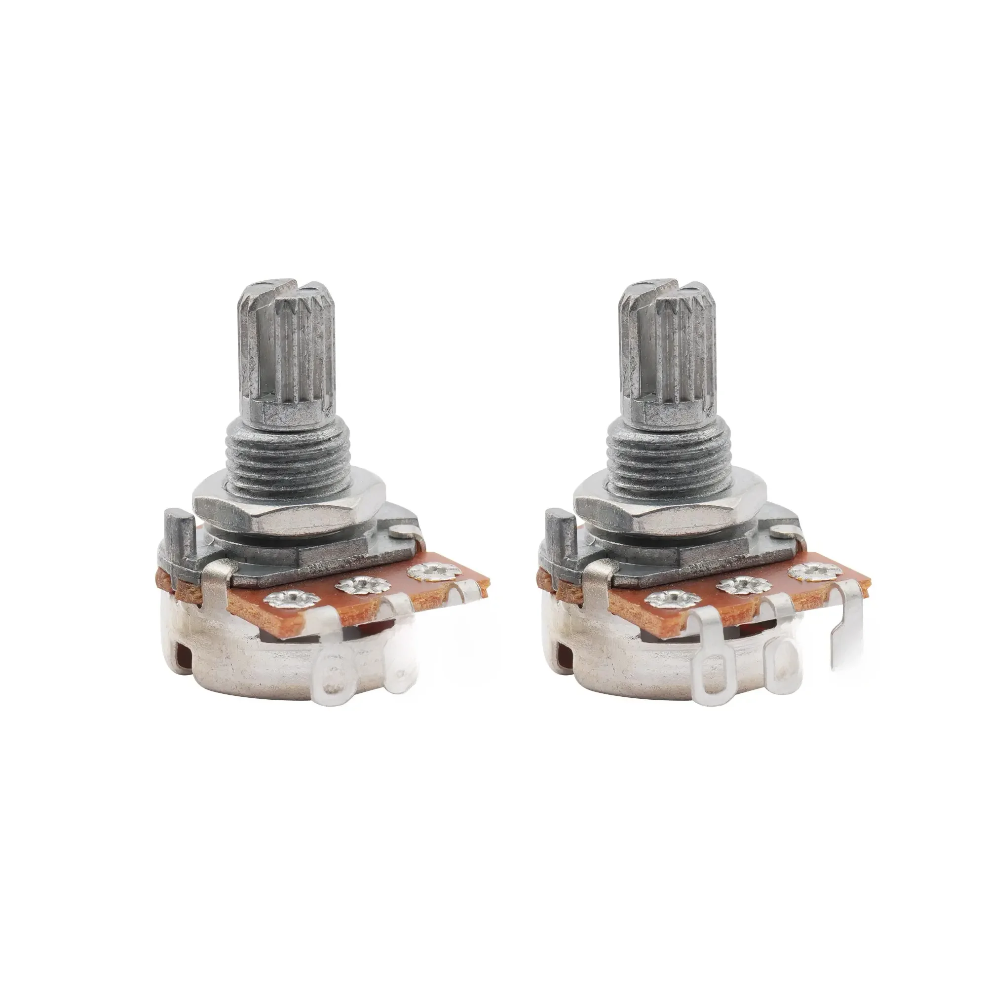Potentiomètres Musiclily A250K/B250K/A500K/B500K Mini Metric 18-Spline à axe court/standard pour guitare et basse (lot de 2)