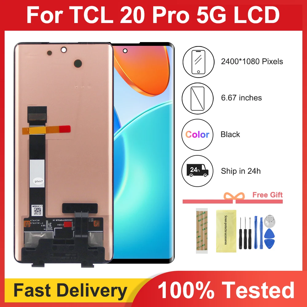 

Оригинальный сенсорный ЖК-экран 6,67 дюйма для TCL 20 Pro 5G T810H, сменная панель с дигитайзером в сборе для TCL 20 Pro, ЖК-рамка