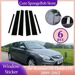 Car Door Window Pillar Sticker for Hyundai i30 Elantra FD 2009~2012 2010 Posts Trim Covers Carbon Fiber Silver Decal Accessories