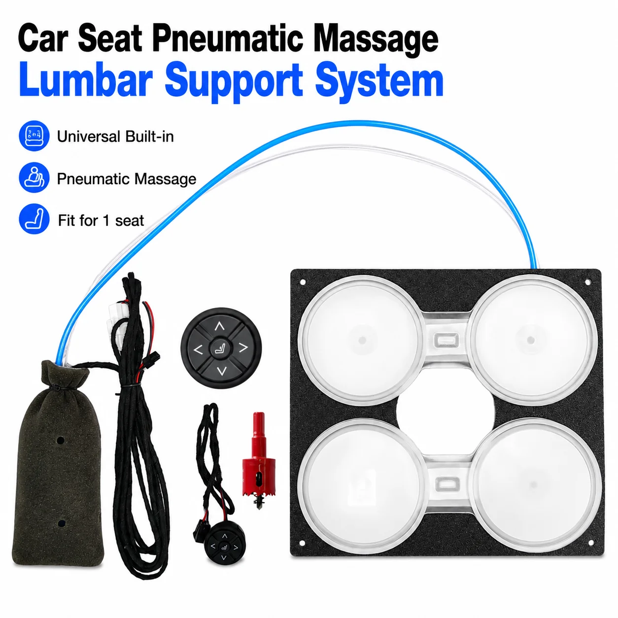 Universal Built-in Car Seat Pneumatic Massage Lumbar Support System TPU Airbag Comfortable Seat Upgrade Kit