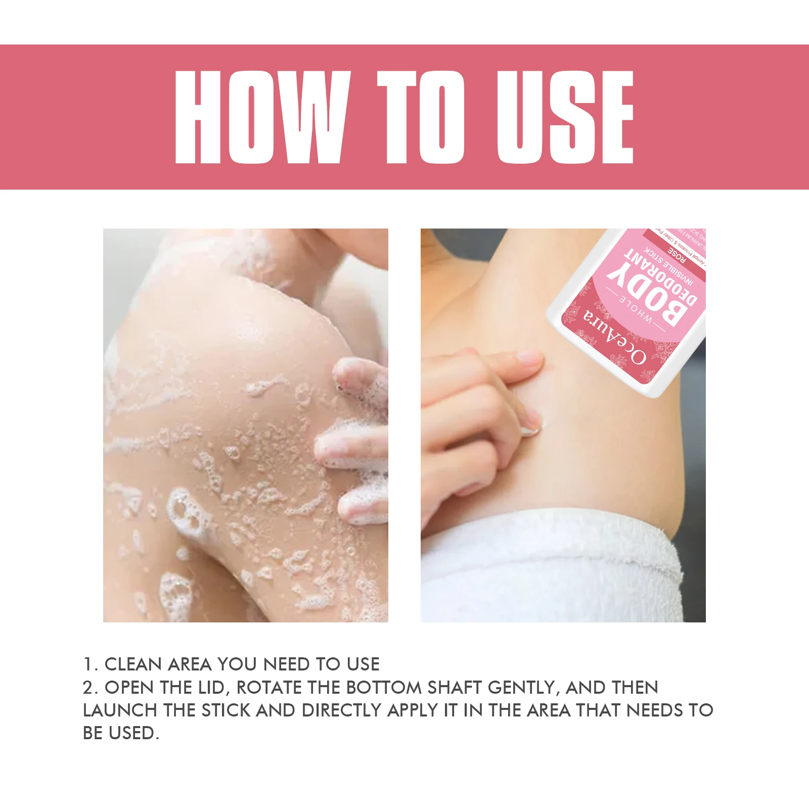 بلسم مزيل عرق الجسم من Oceaura Rose، عطر زهري يدوم طويلاً، منعش، يزيل الروائح العرقية، عطر صلب مرطب للإبطين #5