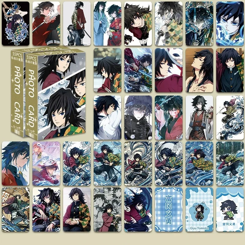 55pcs New Demon Slayer Laser Mini Cards, Tanjiro & Nezuko Anime Merch, 3-inch Polaroid Lomo Photo Cards Postcards