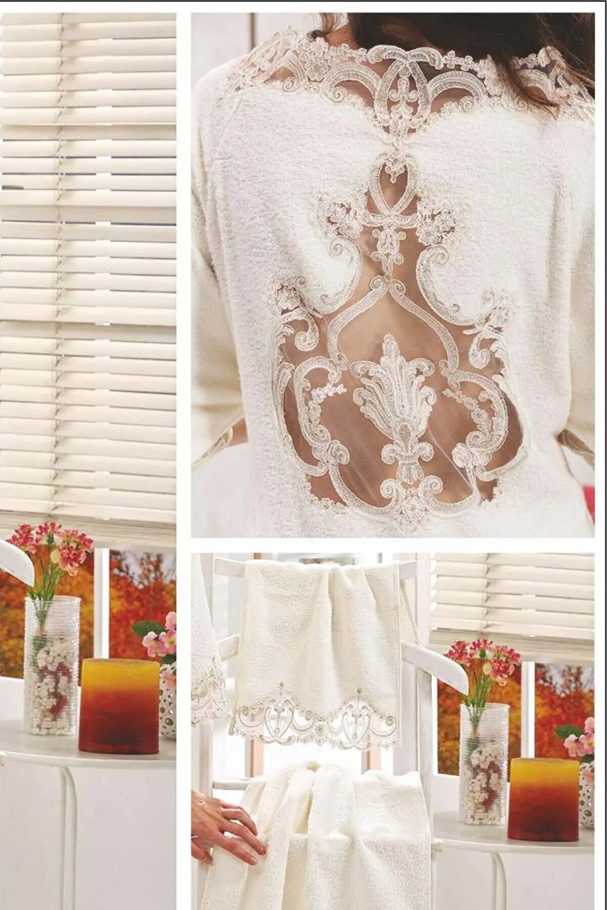 bridal bathrobe french lace dowry honeymoon quality 100% turkish cotton bathrobe set 2022