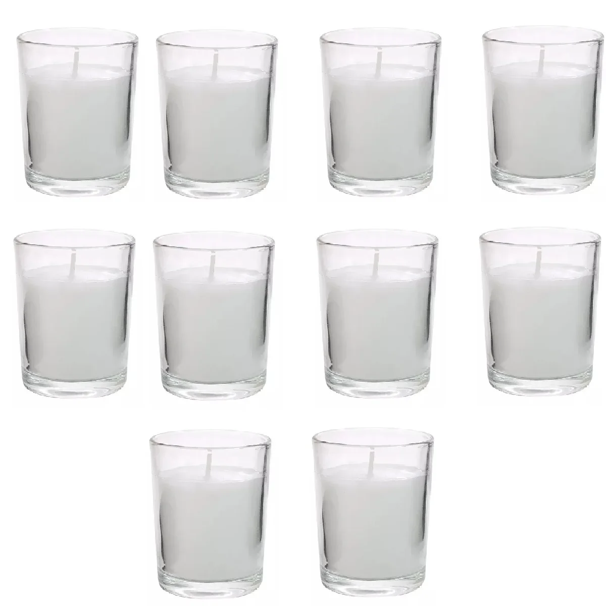 10 Decorative Candles In Transparent Glass Cup Without Aroma