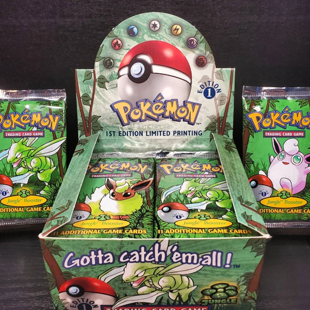 PKM English PTCG Jungle  Booster Packs Proxy Game Cards Pack Rare Old Version Flareon/Scyther/Wigglytuff Packs Collectible Gifts