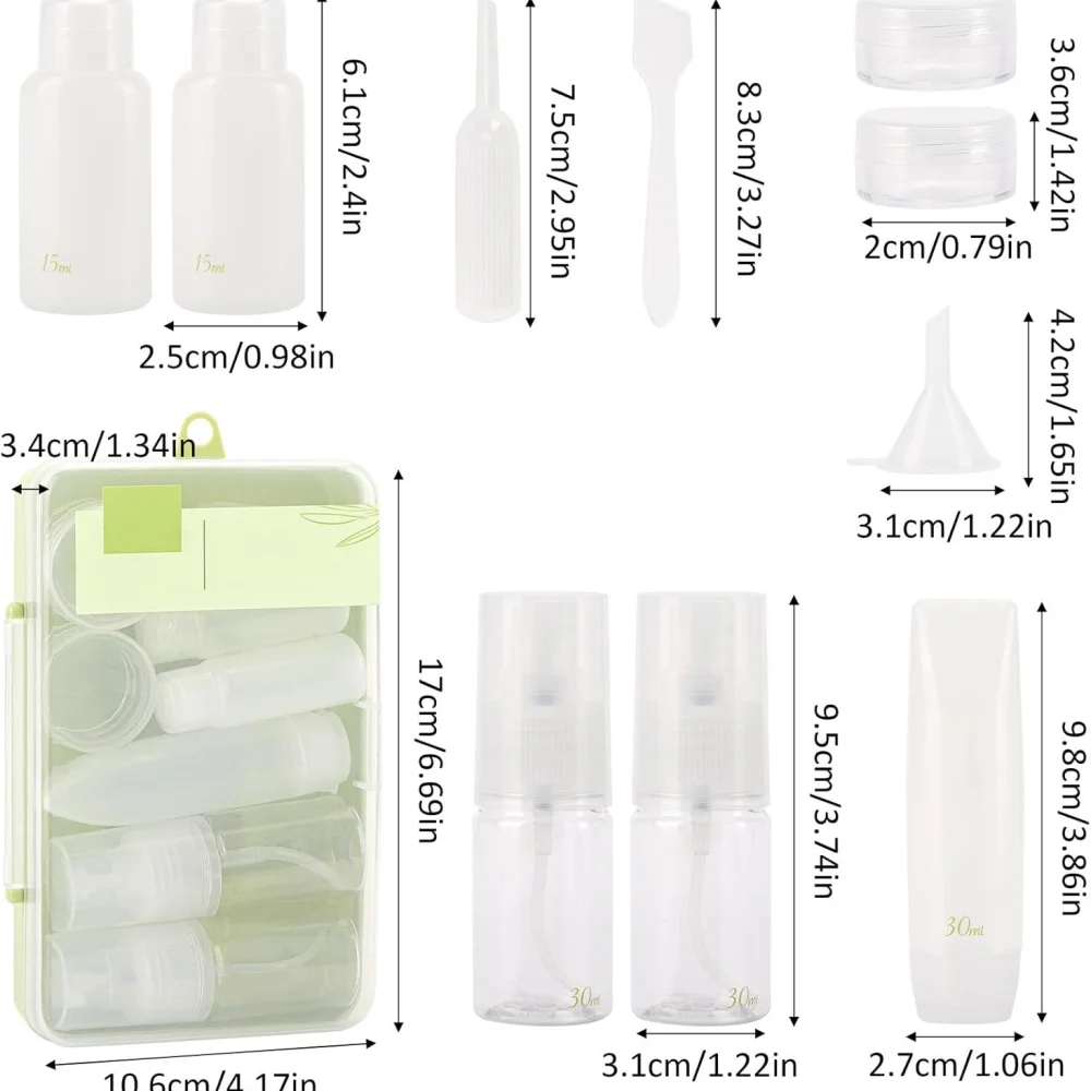 10 sztuk butelek podróżnych na kosmetyki, zestaw szczelnych pojemników podróżnych o małych rozmiarach, przenośne akcesoria podróżne wielokrotnego użytku, odżywka, S