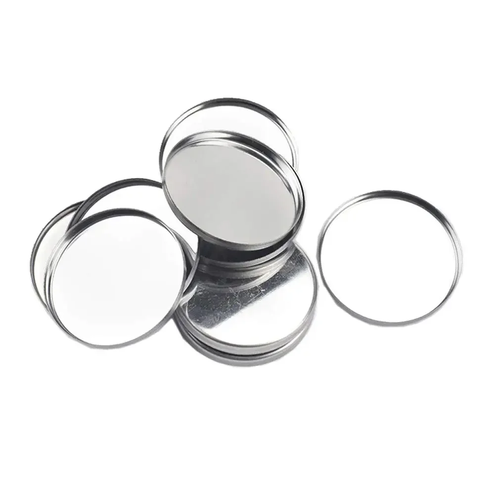 100 sztuk puste okrągłe metalowe blaszane patelnie paletowe okrągłe metalowe patelnie kosmetyczne patelnie do cieni do powiek do palety cieni do powiek magnetyczna paleta do makijażu — zdjęcie 2