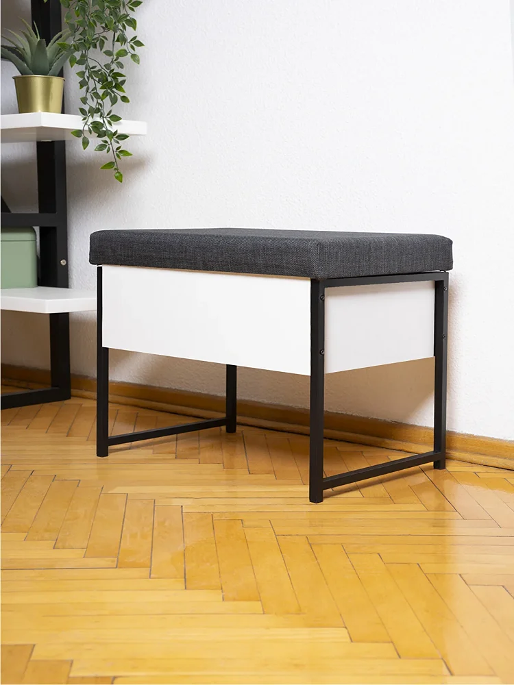 Metal Wooden Crate Stylish Pouf Bench Handmade Foorest Foorest Bench Seat Shoe Rack Shoe Paint Brush Box Cabinet