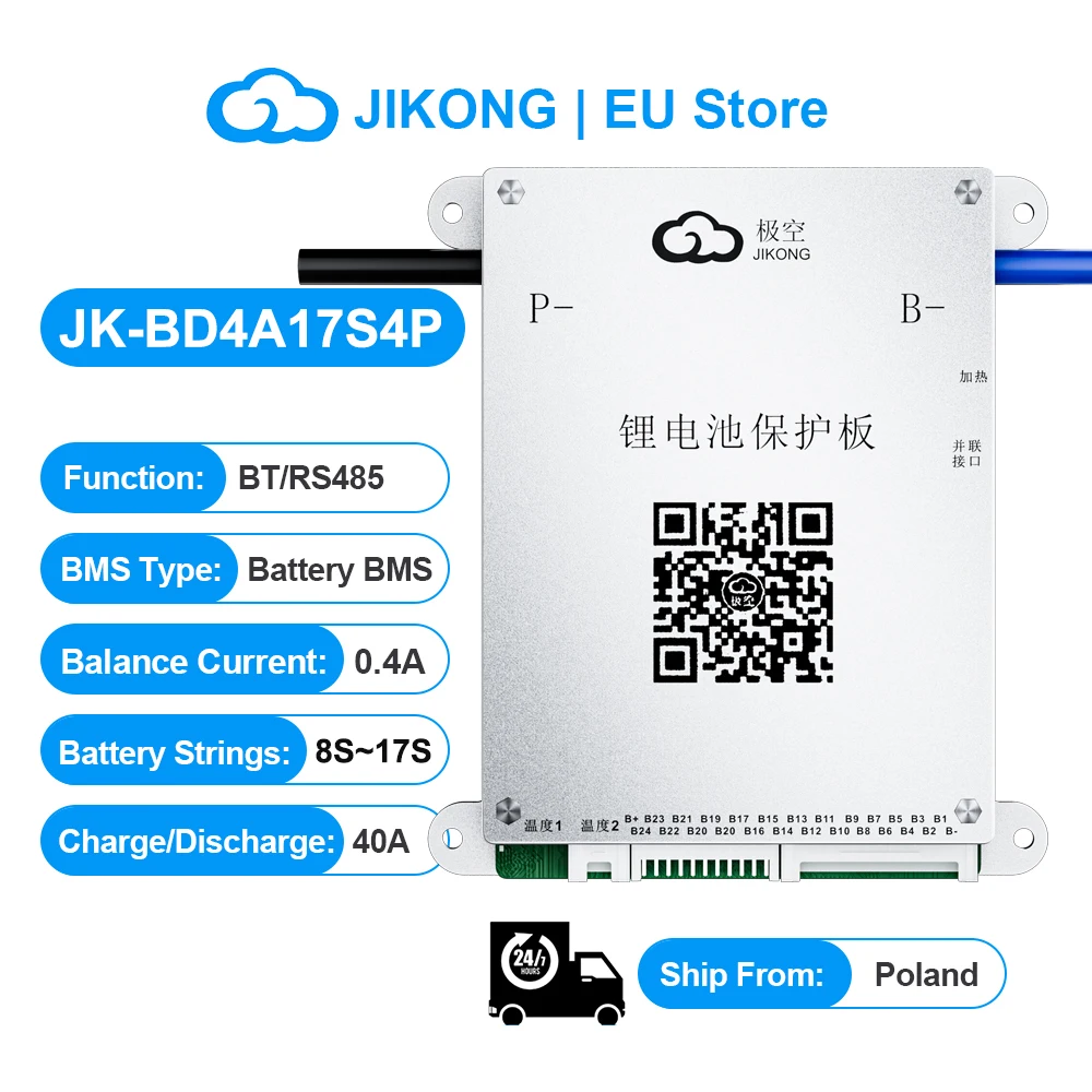 JIKONG Smart BMS JK-BD4A17S4P 8S ~ 17S corriente de equilibrio activo 0.4A descarga de soporte 40A para batería Lifepo4 Li-Ion Lto JK BMS