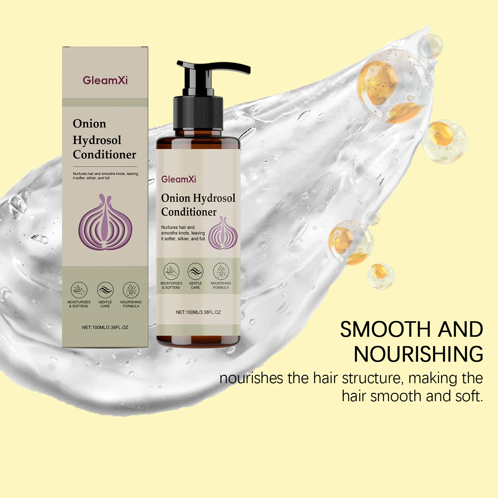 Onion Hydrosol Conditioner Moisturizing Nourishing Dryness Improve Rough Frizz Prevent Breakage Strengthen Roots Boost Volume Anti Loss Smooth Soft Manageable Shine Hair Care