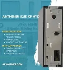

Быстрая доставка Bitmain Antminer S21e XP Hyd 3U 860Th/s 11180W Bitcoin Miner Гидроохлаждение