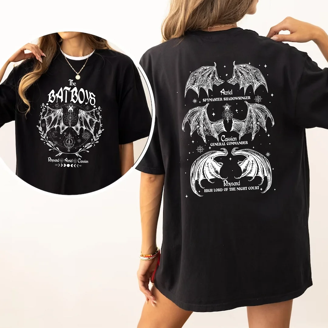 

The Bat Boys Shirt 2 Side Patten Cotton Tee Retro Acotar Merch Shirt Acotar Merch Fantasy Apparel Y2K Top