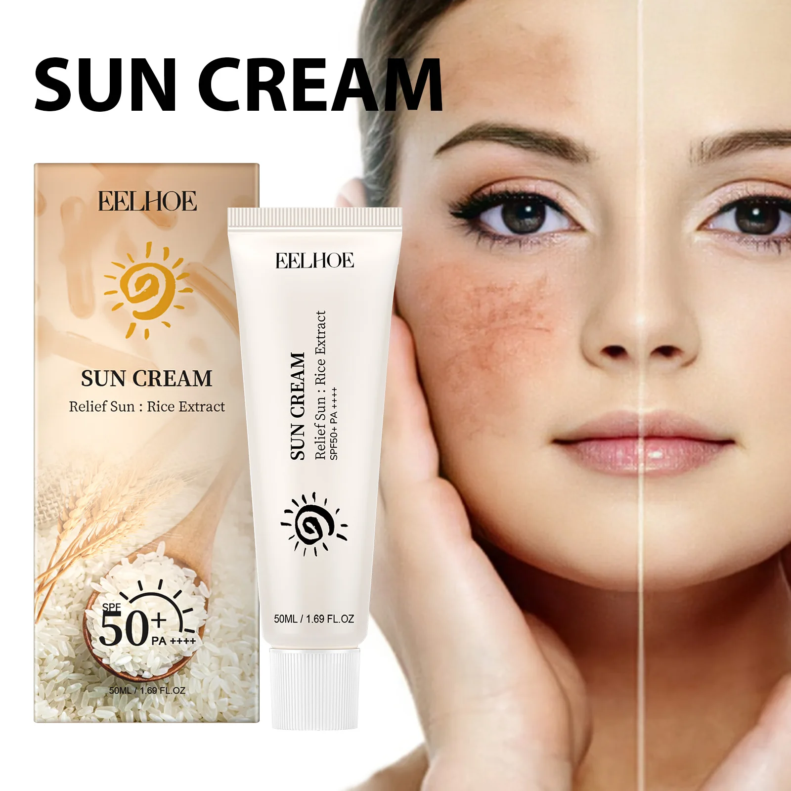 

Sunscreen Spf 50+ Uv Shield Reduce Dryness Sunburn Repair Firming Skin Refreshing Oil Control Hydrate Brighten Sun Block Cream