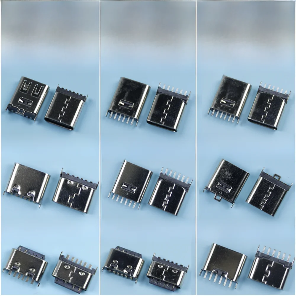 10 szt. Gniazdo USB Typu C 6P 6Pin 180 Stopni Pionowe Żeńskie 5mm 6.9/9.3/10.5mm Prosta Wtyczka Szybkie Ładowanie Szybki Transfer Danych Złącze USB — zdjęcie 2