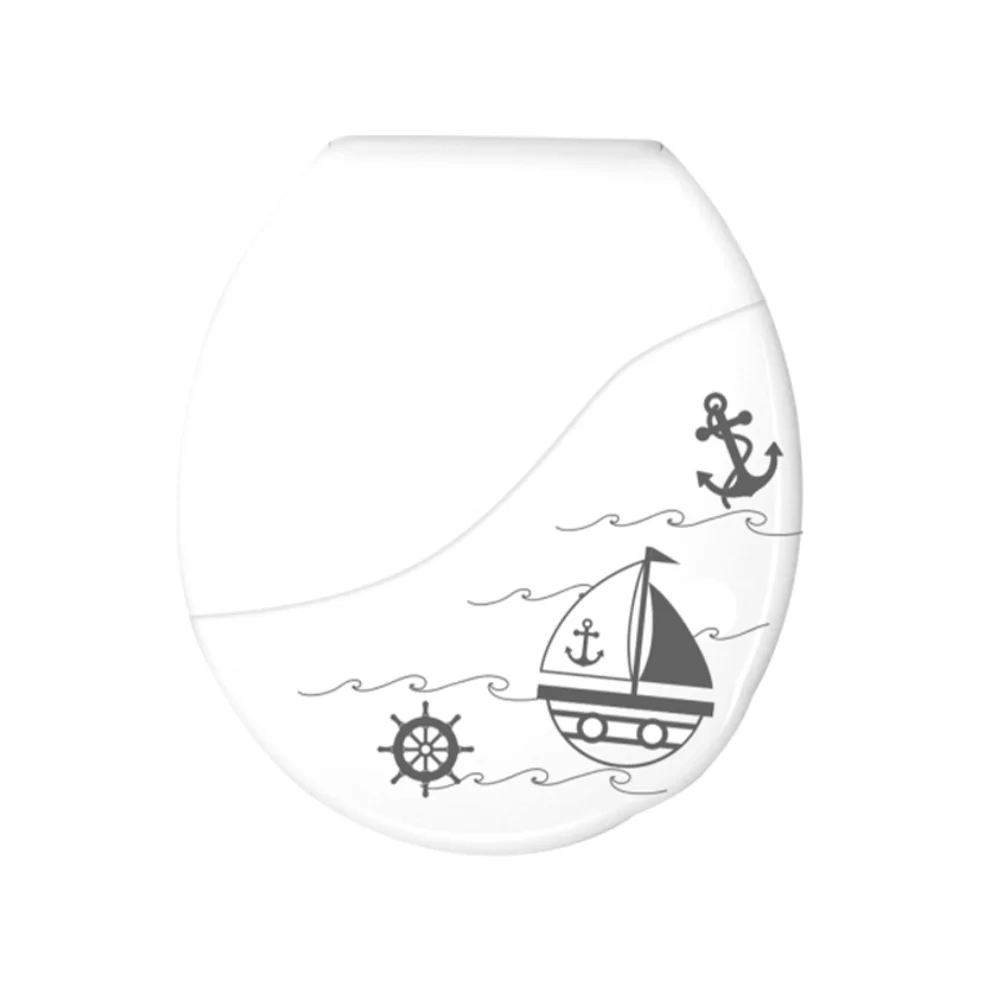 Toilet Seat Bathroom Padded Bellart Decorated White Sailor Dimension 449,2X385,3X41,5mm Durín