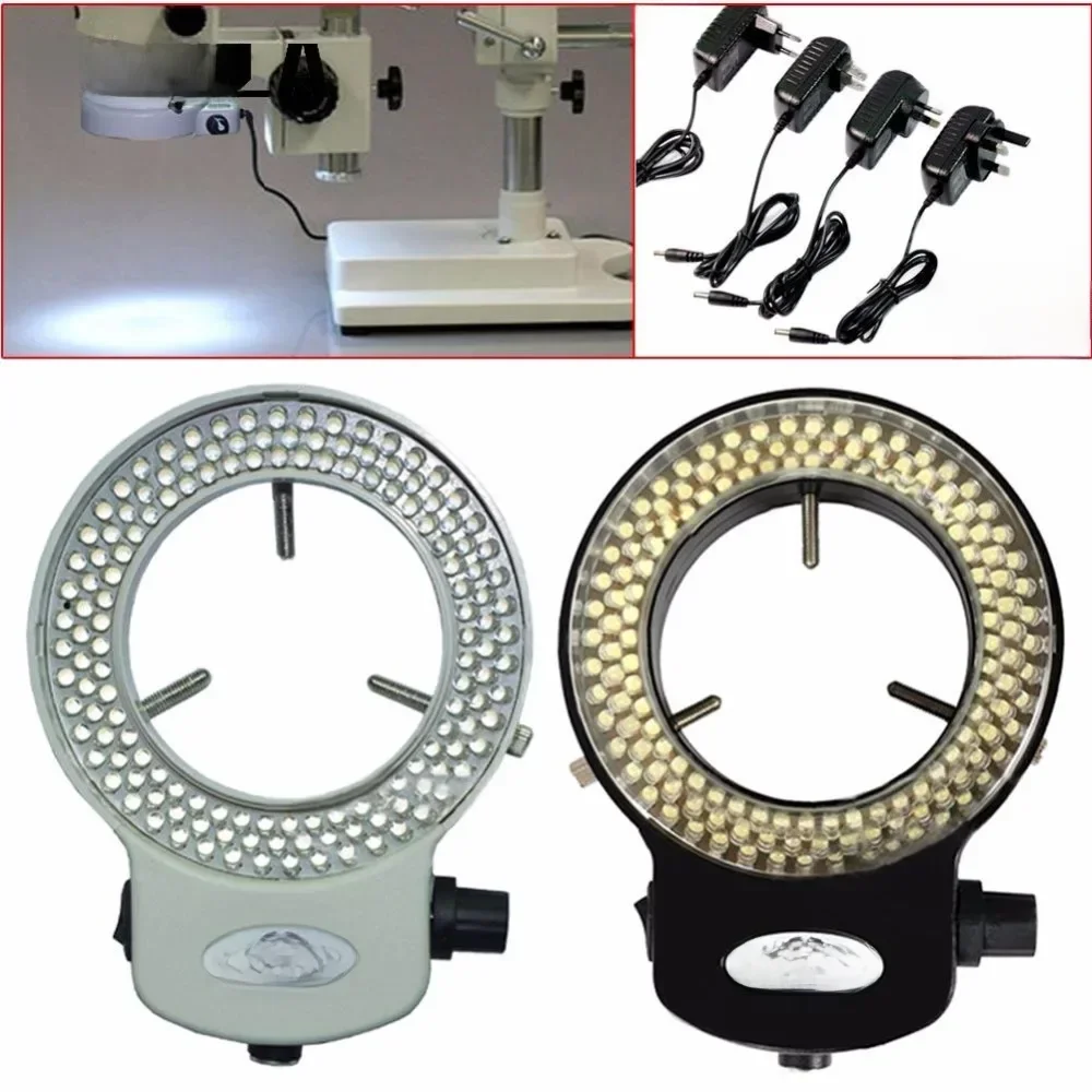 Regulowane 144 lampa pierścieniowa LED podświetlenie lampy podświetlane dla przemysłu mikroskop Stereo powiększenie do aparatu AC 100 ~ 240V — zdjęcie 2